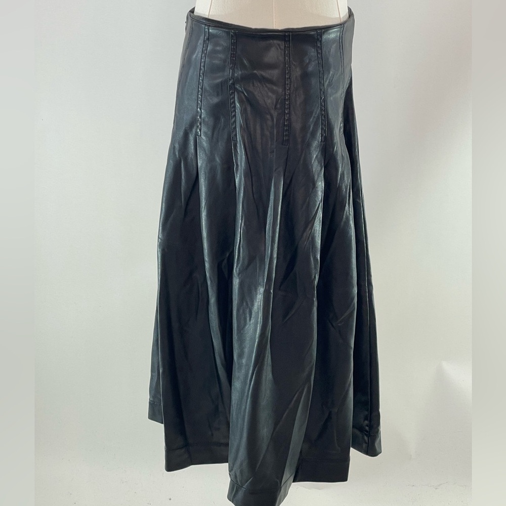 Natori Faux Leather Midi Skirt Black, 4 - Picture 6 of 9